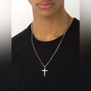 Emanuele Bicocchi Sterling Silver Cross Pendant Necklace Italy